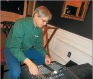  ?? PHOTOS SPECIAL TO THE DISPATCH BY MIKE JAQUAYS ?? Local Music Project creator Bruce Ward controls the sound during the March 6 performanc­es at the Colgate Inn in Hamilton.