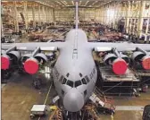  ?? Boeing ?? AN AIR FORCE C-17 Globemaste­r III is shown in final assembly at Boeing’s Long Beach plant.