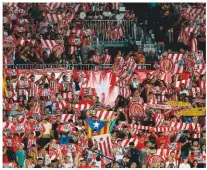  ??  ?? Home...Girona fans get behind their team