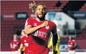  ?? Picture: Rogan Thomson/JMP ?? Kasey Palmer celebrates his second goal - and Bristol City’s fourth - in the 4-0 Carabao Cup win against Northampto­n