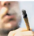 ?? FOTO: DPA ?? Ein Mann raucht einen Joint. Das kann auch Tage später noch Folgen haben.
