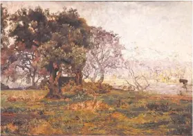  ??  ?? Paisaje Lo Contador, óleo sobre tela, 145 x 252 cm. Colección Museo Nacional de Bellas Artes.