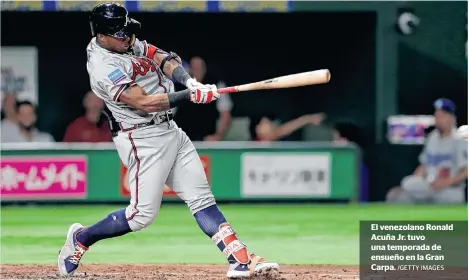  ?? /GETTY IMAGES ?? El venezolano Ronald Acuña Jr. tuvo una temporada de ensueño en la Gran Carpa.