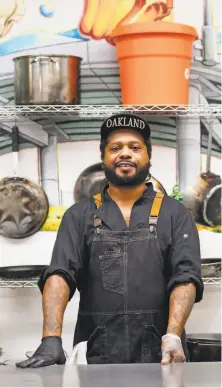  ??  ?? Chef Joseph Hall at Port Kitchens in Oakland.