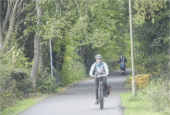  ?? PICTURE: GREG MACVEAN ?? The Roseburn cycle path is set to disappear to make way for the latest tram extension