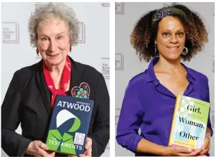  ??  ?? Joint winners: Margaret Atwood, left, and Bernardine Evaristo