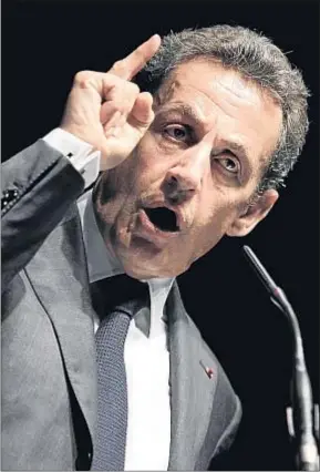  ?? JEAN CHRISTOPHE MAGNENET / AFP / GETTY IMAGES / ARCHIVO ?? Nicolas Sarkozy en un acto político en Niza, en abril pasado