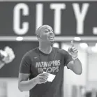  ?? JOE RONDONE/THE COMMERCIAL APPEAL ?? Memphis Tigers Head Coach Penny Hardaway leads his team during practice at the Laurie-walton Family Basketball Center on Sept. 24, 2019.