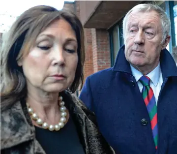  ??  ?? Fined £6,000: Chris Tarrant leaving Reading court yesterday with partner Jane Bird