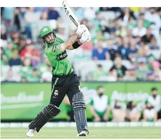  ?? Photo: Joel Carrett/AAP image ?? Glenn Maxwell of the Melbourne Stars on his way to an unbeaten 154 from 64 deliveries against the Hobart Hurricanes.