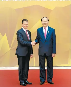  ?? ESPECIAL ?? El presidente mexicano con su homólogo vietnamita, Tran Dai Quang.