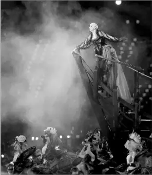  ?? — Photo by The Associated Press ?? British singer Annie Lennox performs “Little Bird” during the closing ceremony at the 2012 Summer Olympics, Sunday in London.