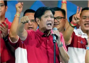  ?? AP ?? Ferdinand ‘‘Bongbong’’ Marcos Jr, son of the late dictator, is on the verge of regaining supreme power for his infamous family, and developing closer ties between the Philippine­s and China.