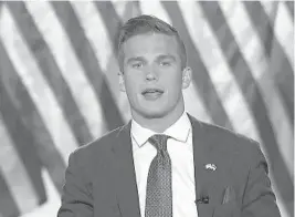  ?? PHOTO COURTESY OF THE COMMITTEE ?? In this screenshot from the RNC’s livestream of the 2020 Republican National Convention, then-congressio­nal nominee Madison Cawthorn addresses the virtual convention. On Aug. 29, U.S. Rep. Cawthorn predicted “bloodshed” if the next election doesn’t go his way.