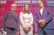  ??  ?? Rebecca Long-Bailey, Lisa Nandy and Keir Starmer at Glasgow hustings yesterday