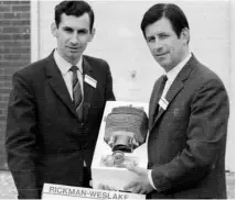  ??  ?? Left: Brothers Don (left) and Derek Rickman in 1967 at the unveiling of a Rickman-weslake kit for the BSA Victor