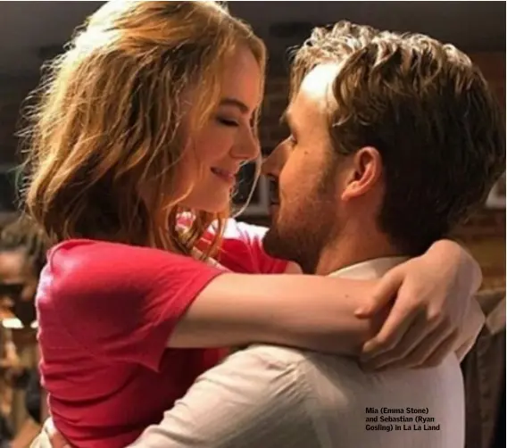  ??  ?? Mia (Emma Stone) and Sebastian (Ryan Gosling) in La La Land