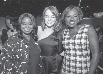  ??  ?? Nominees Octavia Spencer, Emma Stone and Viola Davis.