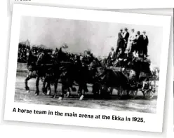  ??  ?? horse team in the main arena at the
Ekka in 1925.
