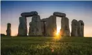  ??  ?? Sunset at Stonehenge. Photograph: A Pattenden