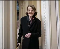  ?? J. SCOTT APPLEWHITE — THE ASSOCIATED PRESS ?? Feinstein arrives for the Senate Democratic Caucus leadership election at the Capitol in Washington on Dec. 8, 2022. She is the longest-serving female senator in U.S. history.