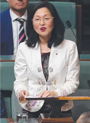  ?? Picture: KYM SMITH ?? Gladys Liu delivering her maiden speech in the House of Representa­tives.