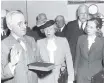  ?? National Archives ?? On April 12, 1945, Harry S. Truman was sworn in as president with his wife, daughter at his side. His inaugurati­on was postponed.