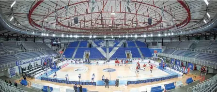  ?? (Foto Ansa) ?? Martedì
La Germani basket ha giocato contro il Venezia la partita di EuroCup in un palazzetto completame­nte senza pubblico