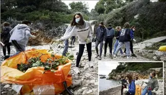  ??  ?? Non seulement les ados se sont occupés des végétaux mais ils ont également ramassé les déchets charriés par la mer et les incivilité­s...