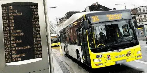  ?? BILD: PATRICK BUCK ?? Am ZOB ist Endstation: Die Busse der Linie 314 fuhren vor dem Fahrplanwe­chsel bis Ofenerdiek durch.