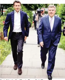  ?? ANSA ?? Da sin. Sebastian Coe, 63 anni, e Thomas Bach, 66