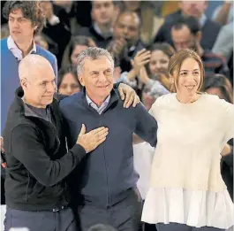  ??  ?? En campaña.
Larreta, Macri y Vidal, antes de las PASO de 2019.