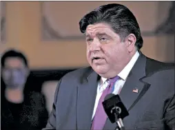  ?? ERIN HOOLEY/CHICAGO TRIBUNE ?? Gov. JB Pritzker speaks at a coronaviru­s briefing at the State Capitol May 20 in Springfiel­d.