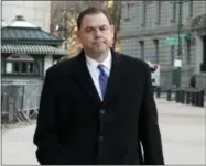  ?? RICHARD DREW — THE ASSOCIATED PRESS FILE ?? In this file photo, Joseph Percoco arrives at Federal Court, in New York. Jurors in the bribery trial of Percoco, a former top aide to Democratic New York Gov. Andrew Cuomo, may begin deliberati­ons as early as next week. The government rested its case...