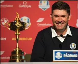  ??  ?? Team Europe captain Padraig Harrington alongside the Ryder Cup