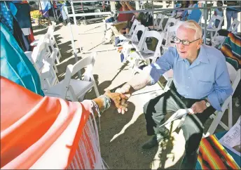  ?? COURTESY PHOTO MEGAN BOWERS AVINA ?? Former Gov. David Cargo attending the 40th anniversar­y of the return of Blue Lake at Taos Pueblo. Cargo was New Mexico governor when Blue Lake was returned.