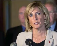  ?? MIKE GROLL — ASSOCIATED PRESS FILE ?? Claudia Tenney, then an assemblywo­man, speaks during a news conference in Albany in June 2015.