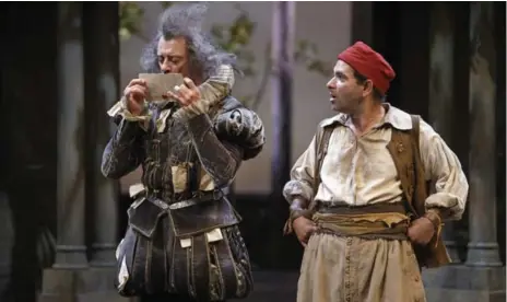  ?? DAVID HOU ?? Juan Chioran, left, as Don Armado and Josue Laboucane as Costard in Love’s Labour’s Lost, whose characters are given to verbal jousting.