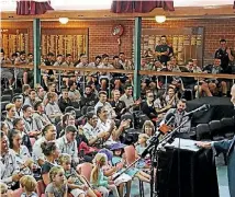  ??  ?? Pukekohe High School students were excited to meet the All Black star Sonny Bill Williams.