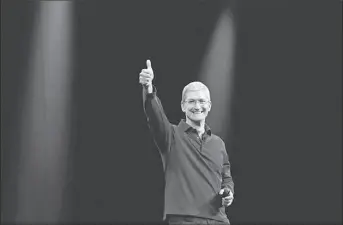  ?? SAN FRANCISCO
-AP ?? Apple CEO Tim Cook gestures during a conference.