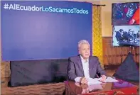  ?? EXPRESO ?? Anuncio. Lenín Moreno habla en la soledad de su cuarto de guerra.