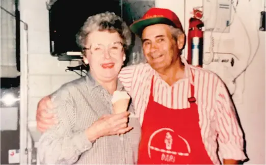  ?? PROVIDED PHOTO ?? Dolores and Hugo Caffarini inside Dari Whip, on Chicago Road in Steger. They bought the store in 1968 and operated it until 1996.