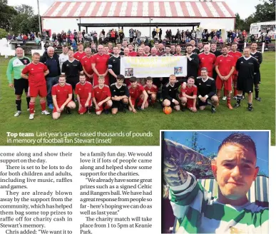  ??  ?? Top team Last year’s game raised thousands of pounds in memory of football fan Stewart (inset)