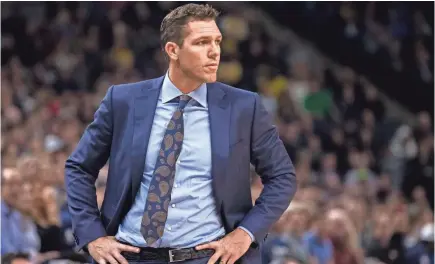  ?? BRAD REMPEL/USA TODAY SPORTS ?? Luke Walton is 63-108 in his third season as the Lakers head coach.