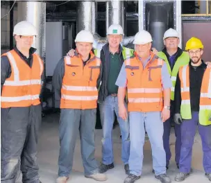  ??  ?? Macclesfie­ld firm Tidy Planet sign partnershi­p deal with Spanish waste experts SUGIMAT. From left to right are: Kevin Baldwin, Tidy Planet engineerin­g manager, John Lightbown, Tidy Planet project manager, Derek Webster, Edingbrook Control Systems,...