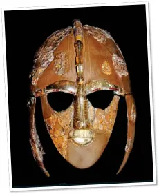  ??  ?? WARRIOR: This Anglo-Saxon helmet was found during the 1939 excavation of a 7th Century ship in Sutton Hoo