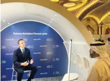 ?? AN photo ?? Top Boeing official talks to Arab News at the aviation forum in Riyadh.
