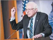  ?? MANDEL NGAN/GETTY-AFP ?? Sen. Bernie Sanders speaks up Thursday after the chamber’s vote to pull support for the Saudi-led war in Yemen.