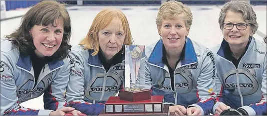 ??  ?? The winning curling team includes: Skip Mary Mattatall, left, third Marg Cutcliff, second Jill Alcoe-holland, and lead Andrea Saulnier.