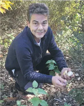 ??  ?? Chef Manolo Fernandez Ribero shows off the fresh mushrooms — porcini, Amanita caesarea and chanterell­es — he has just picked for his restaurant in Aracena, Spain. — THE WASHINGTON POST